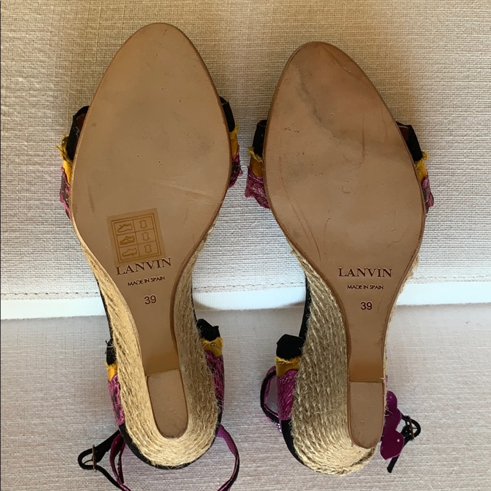 LANVIN Wedge Suede Sandals Shoes Size 39 - Picture 5 of 8